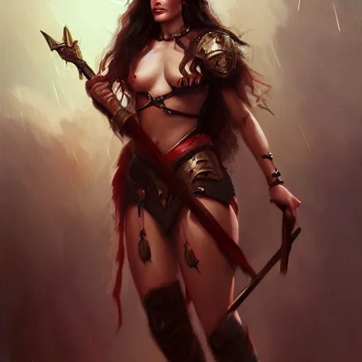 Prompt: liv tyler as a warrior maiden by wlop and glen rutkowski, mate painting, concept art, artstation