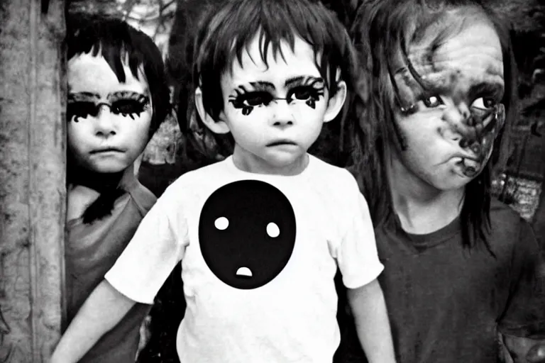Prompt: black eyed kids, alien human hybrid