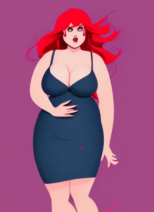 Image similar to full body portrait of teenage cheryl blossom, obese, bangs, sultry, realistic, red hair, sultry smirk, wavy hair, pink skirt, fat, belly, intricate, elegant, glowing lights, highly detailed, digital painting, artstation, concept art, smooth, sharp focus, illustration, art by wlop, mars ravelo and greg rutkowski