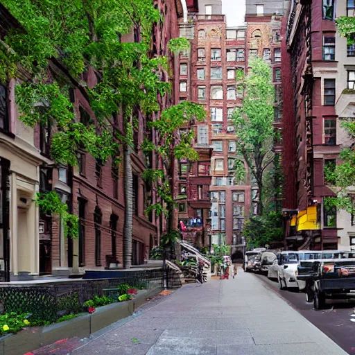 Prompt: nyc upper west side city street, brownstones, photorealistic