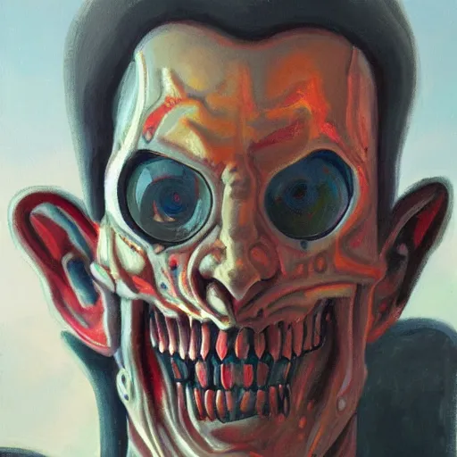 Prompt: oil portrait of cyborg Dracula