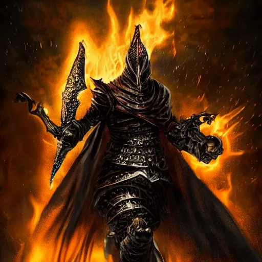 Image similar to drake as a dark souls boss, cinematic