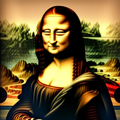 Image similar to mona lisa made of beans,