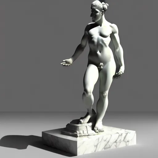 Image similar to 3 d sci - fi cgartist ambient occlusion rendering of a hyper realistic marble greek statuary product photo white backdrop high key lighting by chris moore, by edward hopper, by col price, trending on artstation