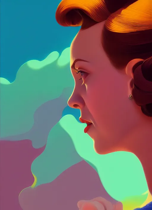Prompt: side profile centered painted portrait, judy garland as dorothy, matte painting concept art, art nouveau, beautifully backlit, swirly vibrant color lines, fantastically gaudy, aesthetic octane render, 8 k hd resolution, by ilya kuvshinov and cushart krentz and gilleard james