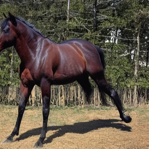 Prompt: photo of a horse with a giant rear-end
