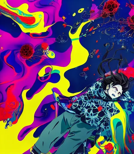 Image similar to Kimetsu no Yaiba by Alex Pardee, Petros Afshar, and James McDermott,unstirred paint, vivid color, cgsociety 4K