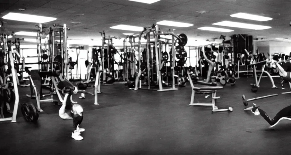 Image similar to photo in color, yeltsin in the gym, clear photo