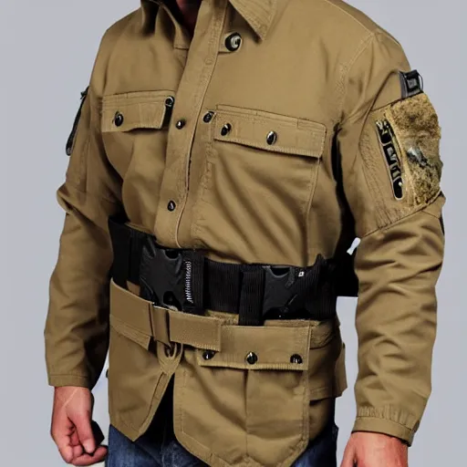 Image similar to cargo buckskin jacket tactical toolbelt pockets