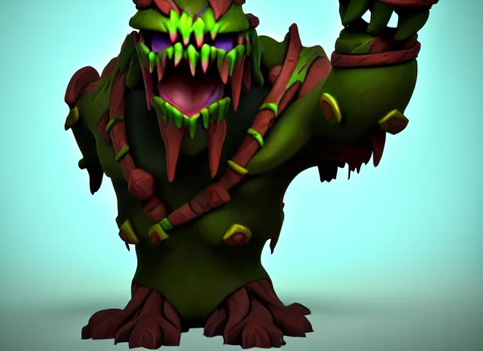 Image similar to festeroot treant head, stylized stl, 3 d render, activision blizzard style, hearthstone style, darksiders art style