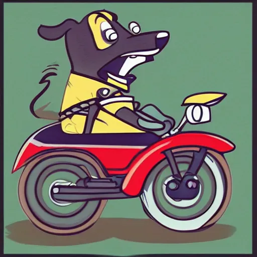 Prompt: “A cartoon anthropomorphic dog riding a motorcycle, 1980s Saturday Morning cartoon style.”