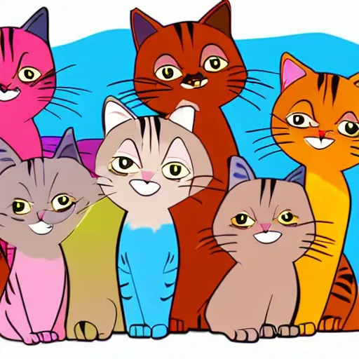 Image similar to cats party in animation cartoon style