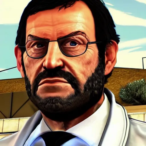 Image similar to a photo of mariano rajoy as a gta 5 character,