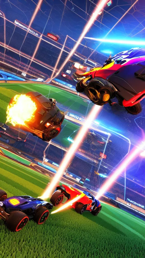 Prompt: Screenshot of Ryan Gosling in Rocket League, unreal engine