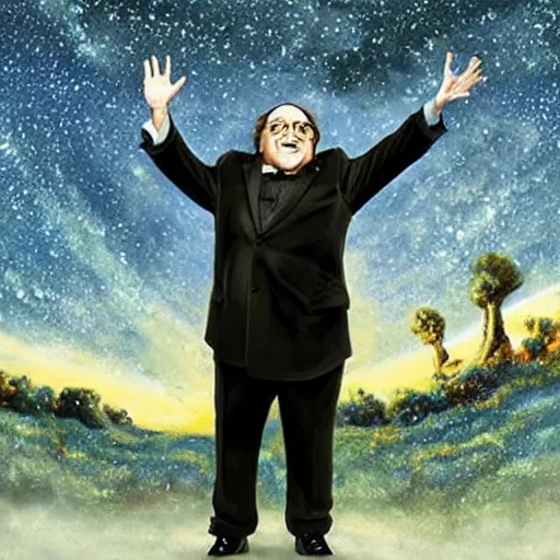 Prompt: danny devito in the starry sky