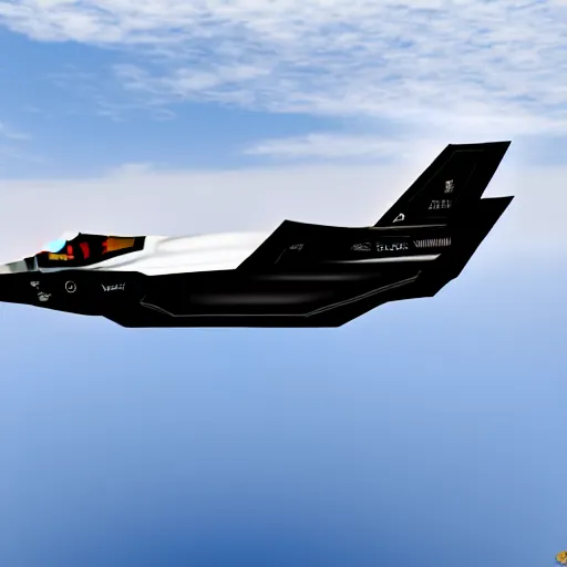 Image similar to The F-35 in the style of the Space Shuttle, black belly, white cloth top