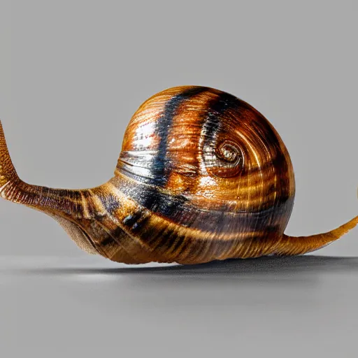 Image similar to photorealistic rendering of a snail smiling, 4 k