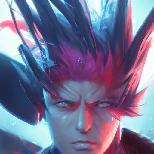 Image similar to An anime portrait of Celldweller in cyberspace, by Stanley Artgerm Lau, WLOP, Rossdraws, James Jean, Andrei Riabovitchev, Marc Simonetti, and Sakimichan, tranding on artstation