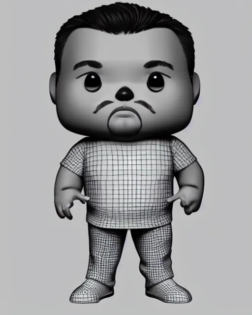 Image similar to full body 3d render of James Corden as a funko pop, studio lighting, white background, blender, trending on artstation, 8k, highly detailed , intricate details