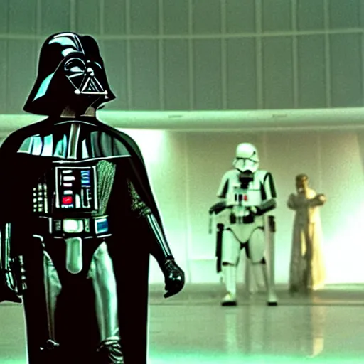 Image similar to a still of derp vader in the film star wars the empire strikes back