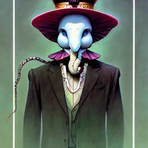 Prompt: Lofi formal portrait og Ganesh, Ghibli style by Yoshitaka Amano and Wayne Barlowe and Ed Binkley and The Madhatter