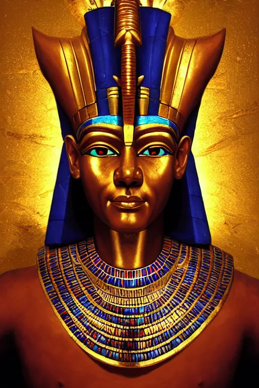 Prompt: egypt god osiris, god of the underworld, highly detailed, d & d, fantasy, highly detailed, digital painting, trending on artstation, concept art, sharp focus, illustration, global illumination, ray tracing, realistic shaded, art by artgerm and greg rutkowski and fuji choko and viktoria gavrilenko and hoang lap, sunny