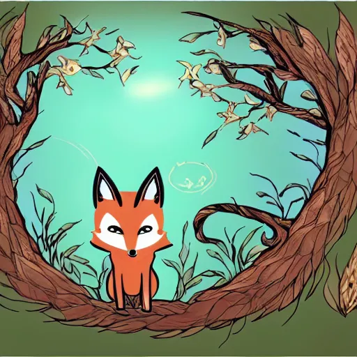 Prompt: Fairy Fox Illustration comic style