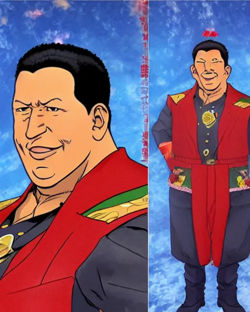 Prompt: Hugo Chavez portrait in Jojo's Bizarre Adventures, Jojo's Bizarre Adventures style, JJBA, anime