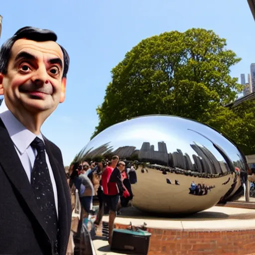 Prompt: Mr. Bean in place of the Chicago bean