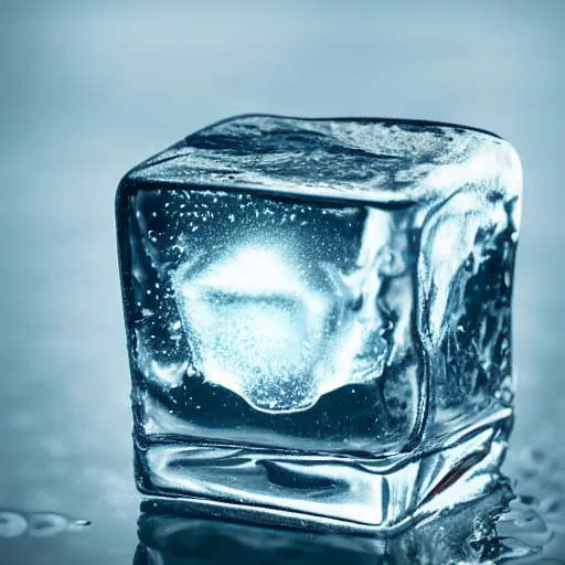 Prompt: An ice cube melting in the sunlight, realistic