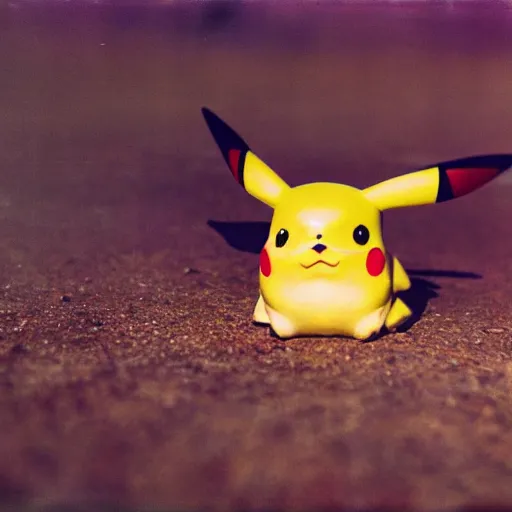 Image similar to A closeup film photography of a Pikachu, photo bySlim Aarons, award winning, 4K