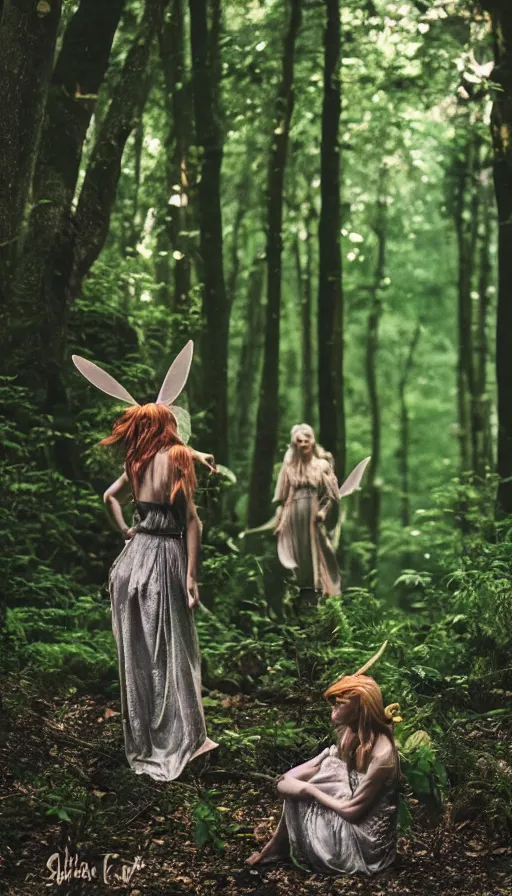 Image similar to fairies in the forest, cinematic,4k,35mm,street photo, epic