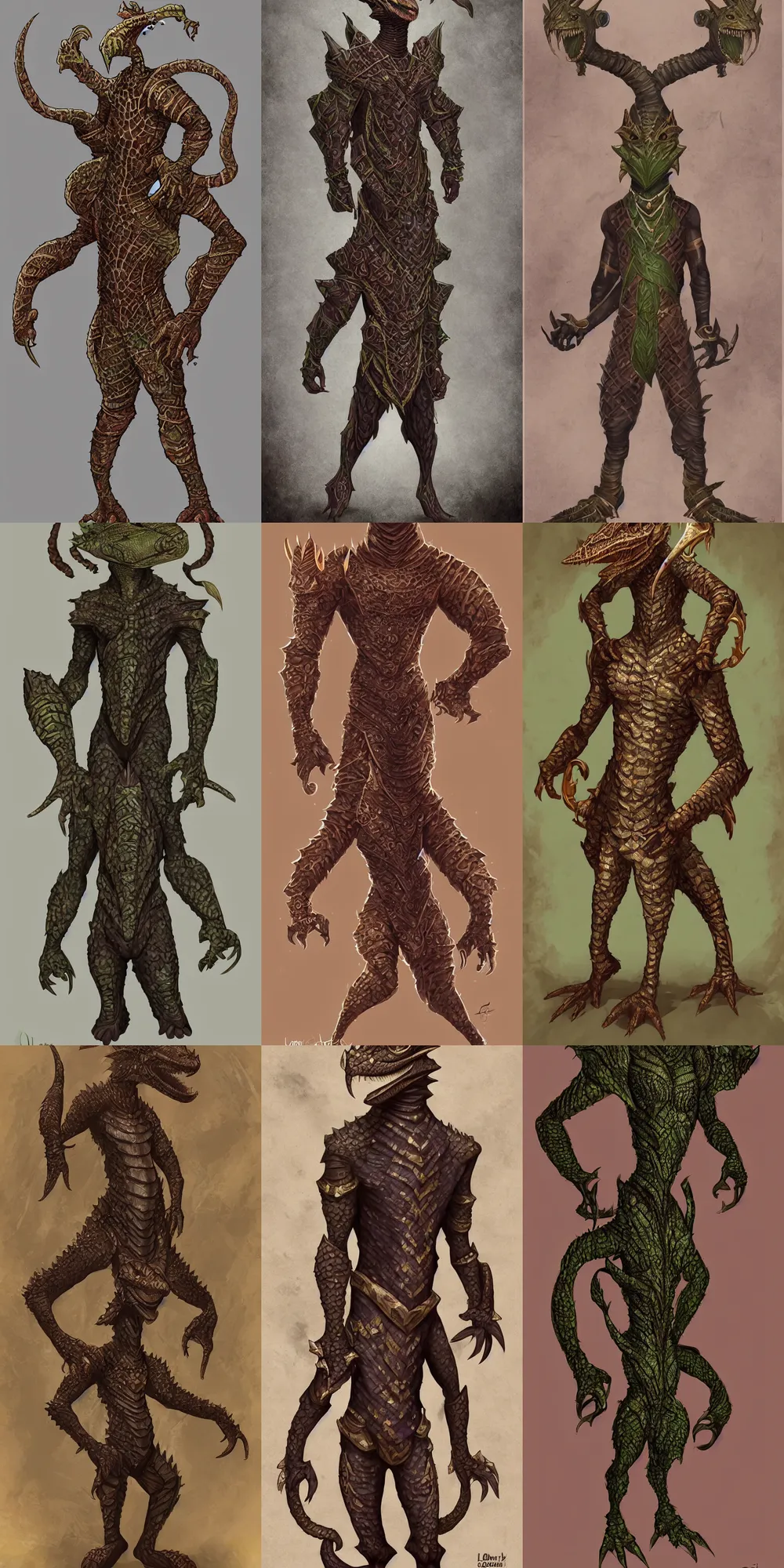 Prompt: african argonian! full body! epic fantasy beautiful anthropomorphic sentient creature male elegant digital art by loish and oriana menendez and alexandre chaudret west africa patterns style body, smooth, artstation