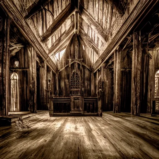 Image similar to picture of a complex disgusting creature, as in movies by david cronenberg, southern gothic, inside of an old wooden church in louisiana, dark and intricate photograph