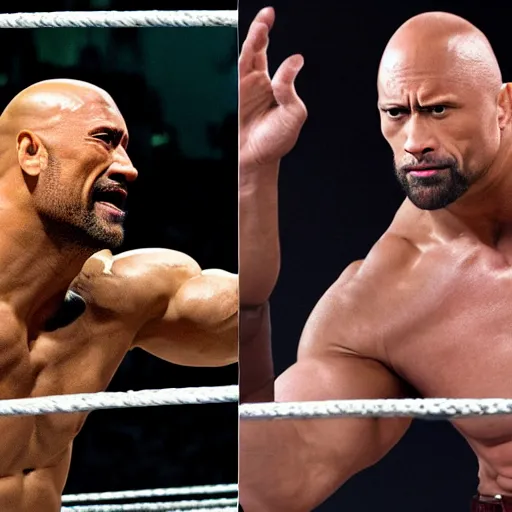 dwayne johnson wrestling a rock, Stable Diffusion