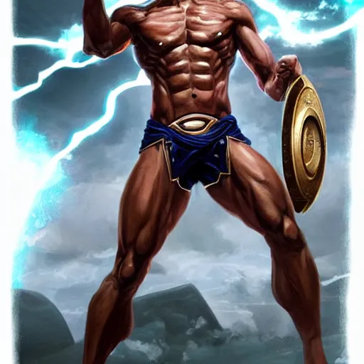 Image similar to obama as the greek god of lightning, highly detailed, by artgerm and greg rutkowski