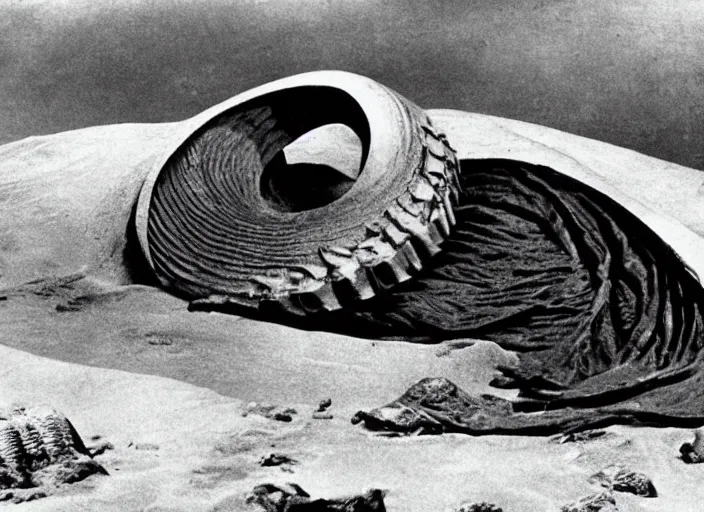 Prompt: sandworm scene from the 1 9 3 4 science fiction film dune