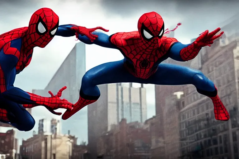 Prompt: Spider-Man brawl with Venom live action fight scene by Emmanuel Lubezki