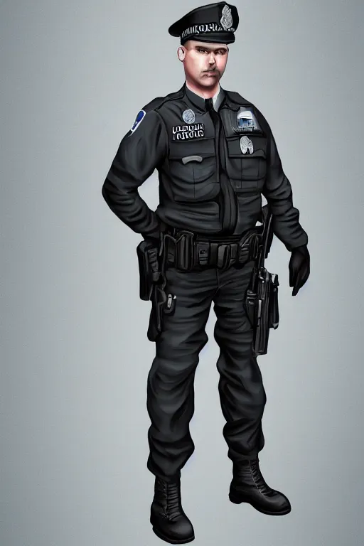 Image similar to london police officer heroically posing, highly detailed, digital art, sharp focus, trending on art station