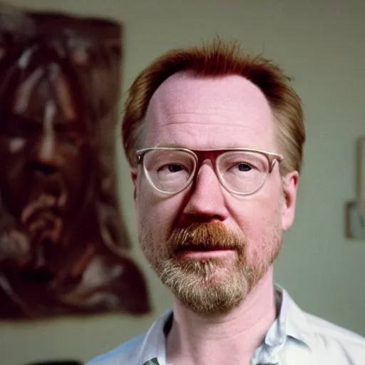 Image similar to color 35mm film still of Adam Savage, figure portrait