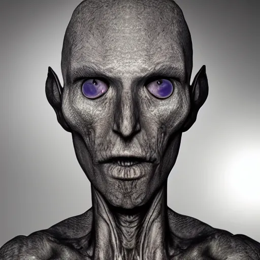 Prompt: photorealistic portrait of grey alien, big black eyes, complex lighting, highly detailed, 4 k