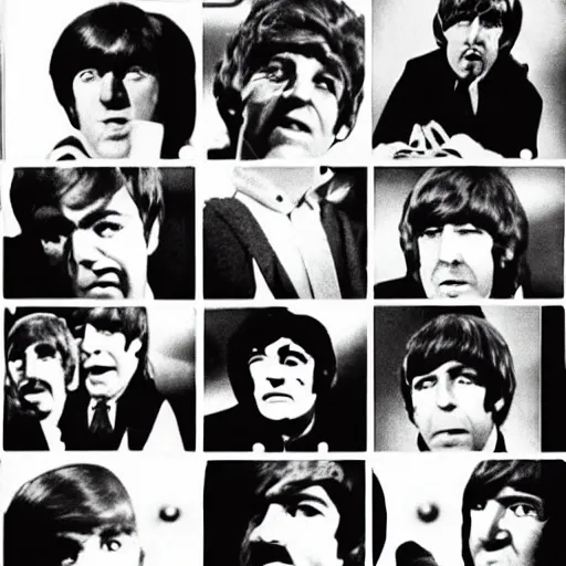 Image similar to stills from puppets movie by gerry anderson about the beatles, that band, vintage film, 1 9 6 0 s