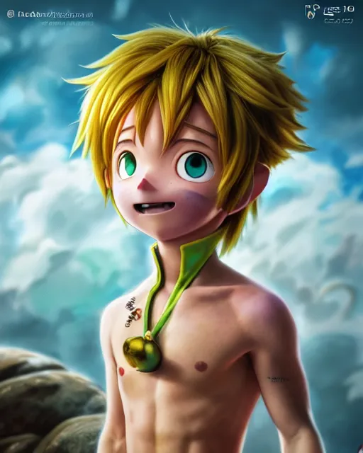 Prompt: an epic comic book style full body portrait painting of Meliodas bubble head, elegant, character design by Mark Ryden and Pixar and Hayao Miyazaki, unreal 5, DAZ, hyperrealistic, octane render, cosplay, RPG portrait, dynamic lighting, intricate detail, summer vibrancy, cinematic