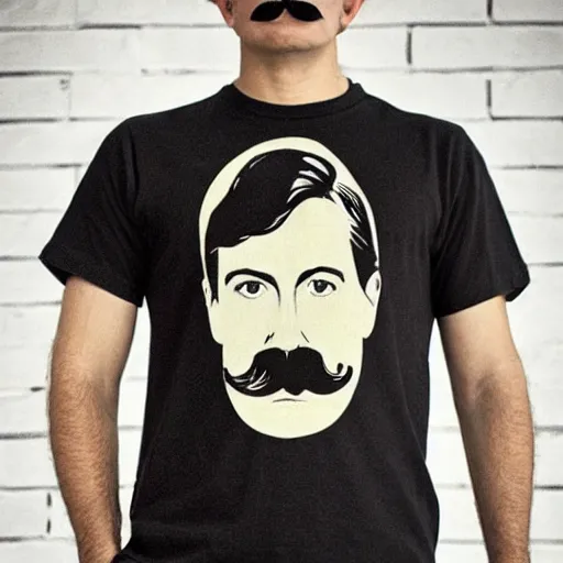 Image similar to vintage men's t - shirt, mustache, old school, wes anderson style