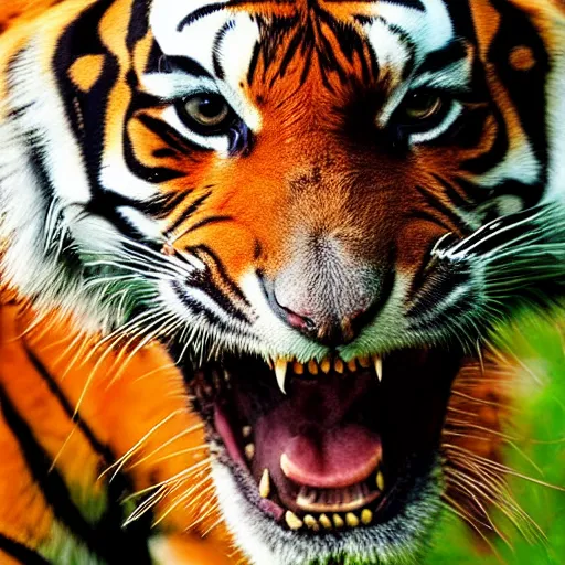 Image similar to a tiger licking your hand, 4k, high detail, high-resolution photograph, professional photography