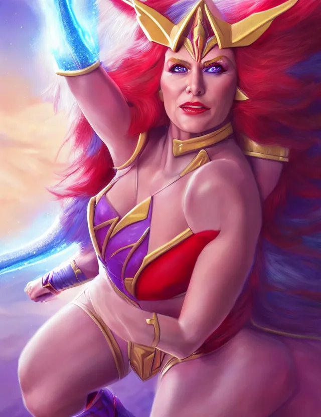 Image similar to ultra - realistic dream illustration, kay parker as she - ra, science fiction, fantasy, trending on artstation, digital art, 4 k resolution, detail, high quality, clear focus, clear, insane detail, concept art