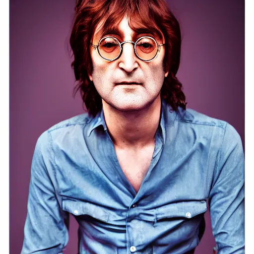 Image similar to john lennon singer, color ( sony a 7 r iv, symmetric balance, polarizing filter, photolab, lightroom, 4 k, dolby vision, photography award ), vogue, perfect face