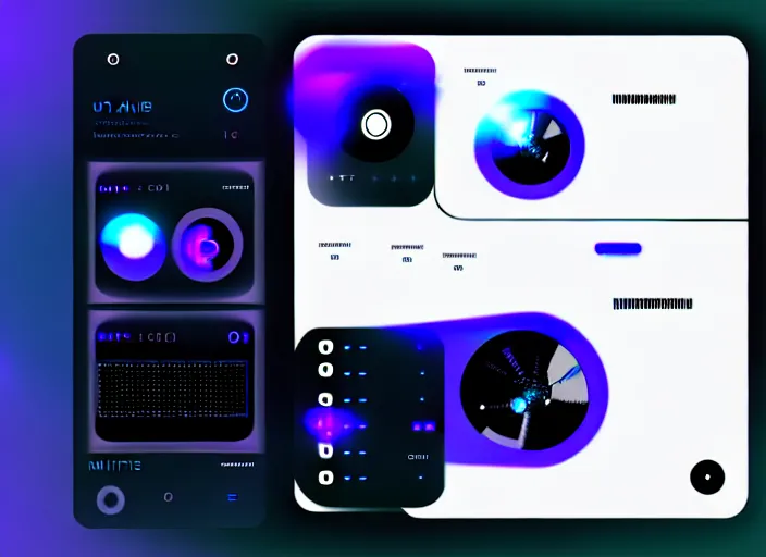 Prompt: a futuristic interface ui hud, 8 k, sliders, switches, horizontal, sleek black and white