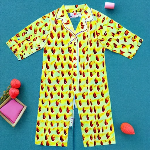 Prompt: banana grams pattern pajamas