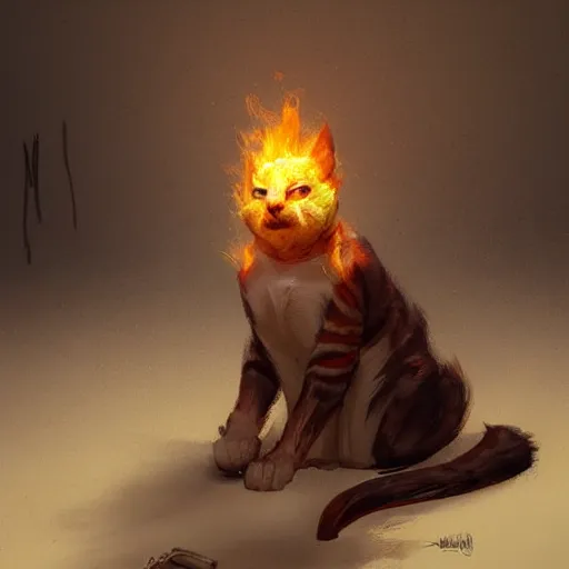 Image similar to Burning cat, greg rutkowski, trending on artstation.